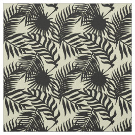 Schwarze Jungle Palme Blätter auf Beige Stoff