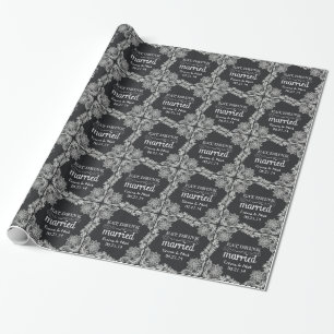 Schwarze Jute & Spitze Hochzeitsgeschenkverpackung Geschenkpapier