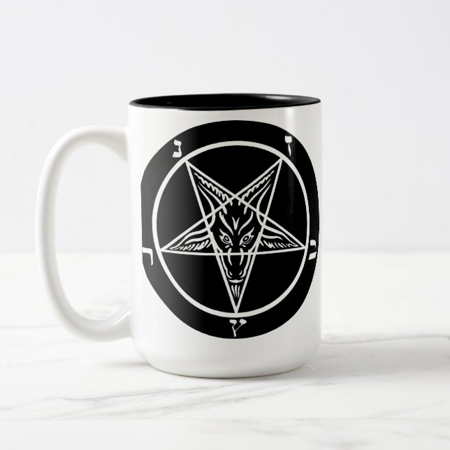 Schwarze Kaffee-Tasse 666 des Metall SATAN Zweifarbige Tasse (Links)