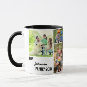 Schwarze Kalligrafie-Familienfoto-Collage Tasse