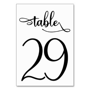 Schwarze Kalligraphie 3.5x5 Tischnummer   Tabelle