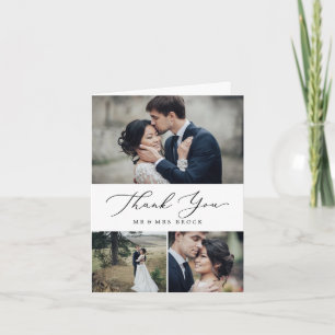 Schwarze Kalligraphie 3 FotoCollage Dankeskarte