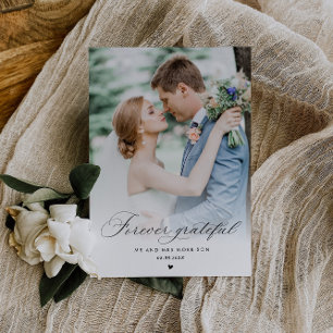 Schwarze Kalligraphie Hochzeit danke Foto Postkarte