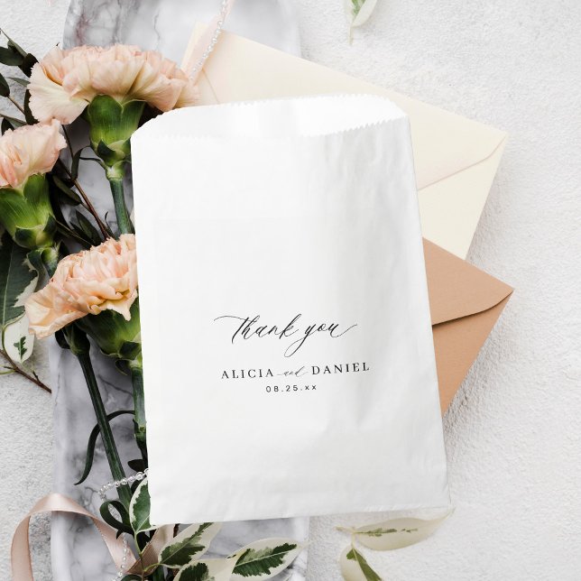 Schwarze Kalligraphie Skript danke Ihnen Hochzeit Geschenktütchen (Von Creator hochgeladen)