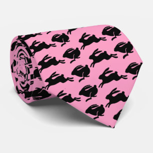 Schwarze Kaninchen hüpfen rosa Ostermode Krawatte