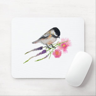 Schwarze Kappe Sweet Chickadee Wasserfarbenspiel Mousepad