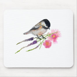 Schwarze Kappe Sweet Chickadee Wasserfarbenspiel Mousepad