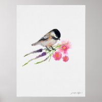 Schwarze Kappe Sweet Chickadee Wasserfarbenspiel