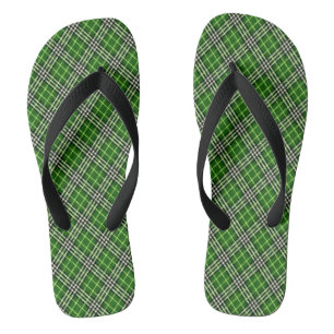 Schwarze karierte Flip Flops