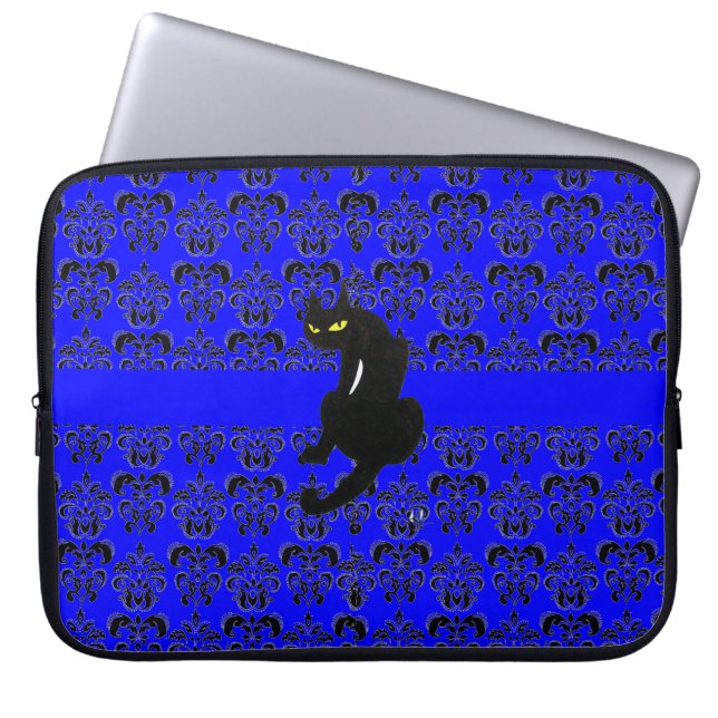 SCHWARZE KATASCHE schwarz blau Laptopschutzhülle (Vorderseite)