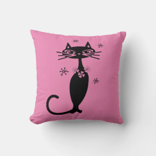 SCHWARZE KATTENRETRO-HALTESTELLE KISSEN