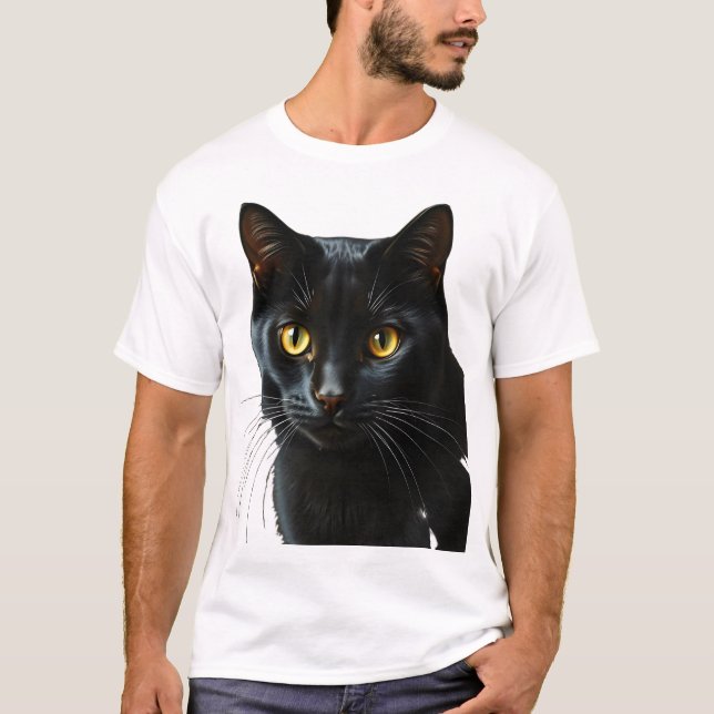Schwarze Katze 2 T-Shirt (Vorderseite)