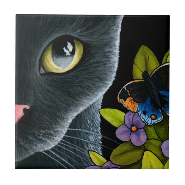 Schwarze Katze 557 Fliese (Vorderseite)