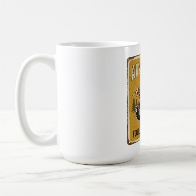 Schwarze Katze Abenteuer Explorer Design Kaffeetasse (Links)