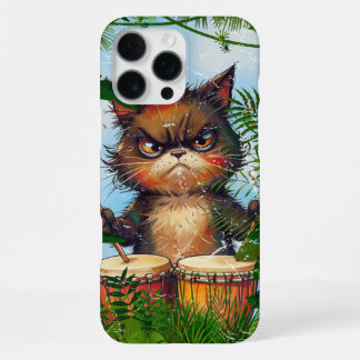 Schwarze Katze Afrikanische Trommeln Lustiges Trom iPhone 16 Pro Max Hülle