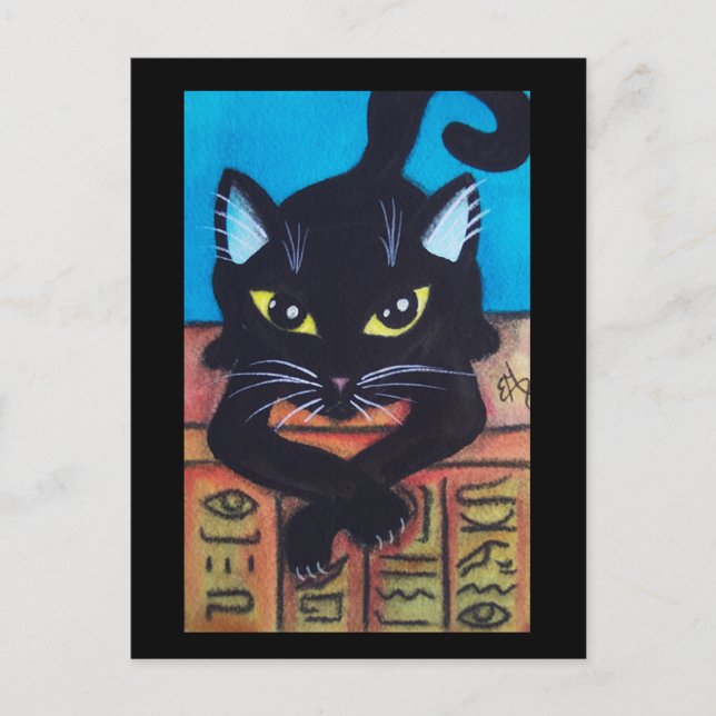 Schwarze Katze Ägyptens Postkarte (Vorderseite)