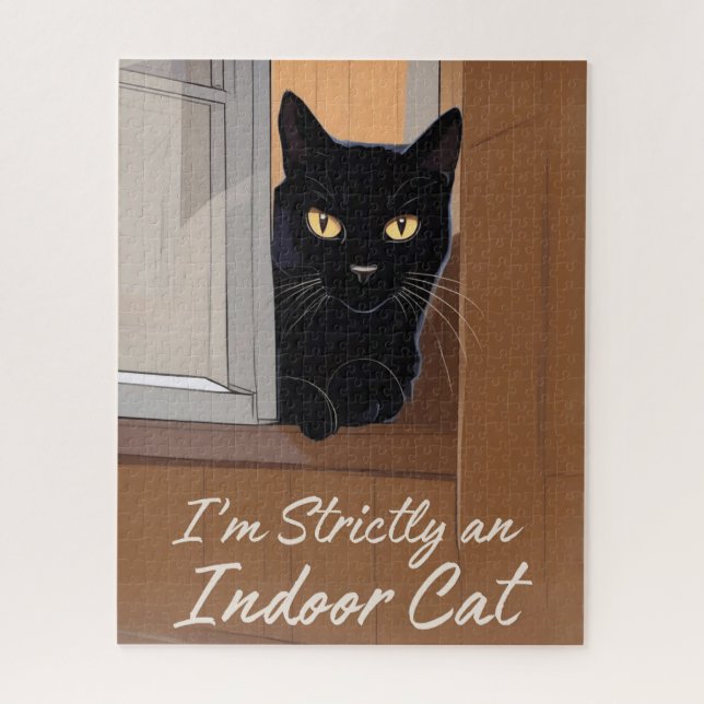 Schwarze Katze am Fenster Puzzle (Vertikal)