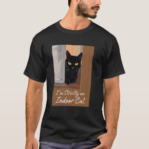 Schwarze Katze am Fenster T-Shirt