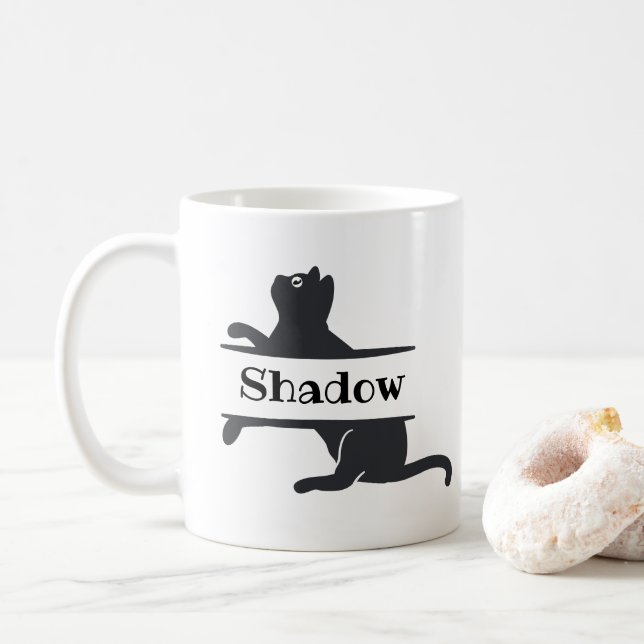 Schwarze Katze angepasst Kaffeetasse (Mit Donut)
