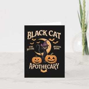 Schwarze Katze Apotheke Halloween-Enthusiasten Karte