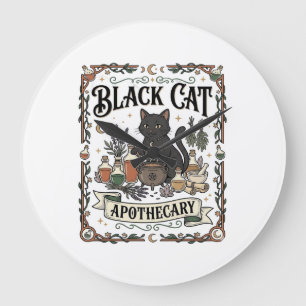 Schwarze Katze Apotheke Katze Witchy Mystic Apothe Große Wanduhr