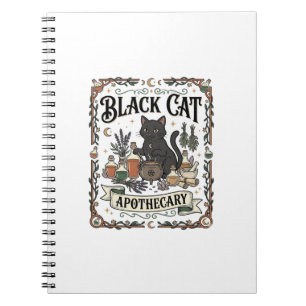Schwarze Katze Apotheke Katze Witchy Mystische Apo Notizblock