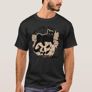 Schwarze Katze Apotheke Retro Halloween Kürbis Her T-Shirt