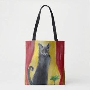 Schwarze Katze Aquarell-Kunst 