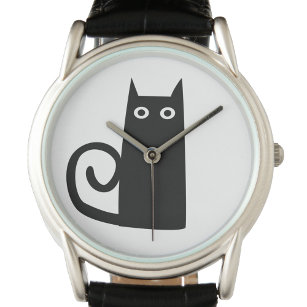 Schwarze Katze Armbanduhr