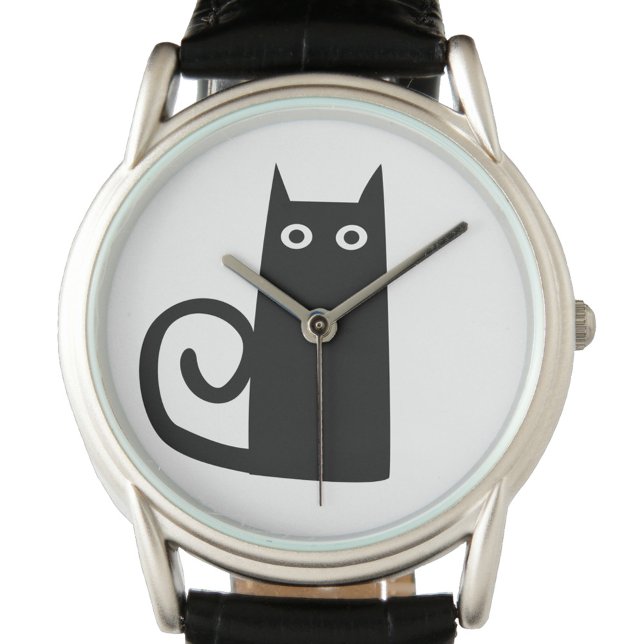 Schwarze Katze Armbanduhr (Fun Black Cat watch for animal lovers)