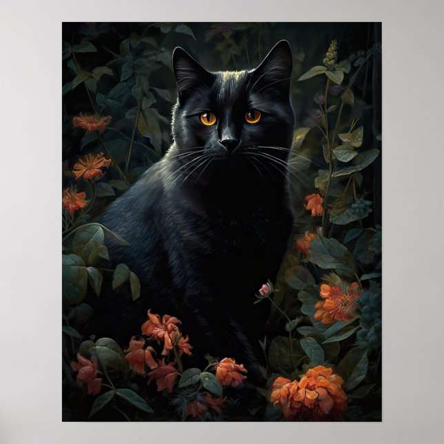 Schwarze Katze-Art-Printposter Poster (Vorne)