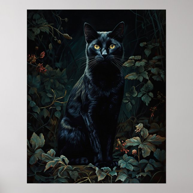 Schwarze Katze-Art-Printposter Poster (Vorne)