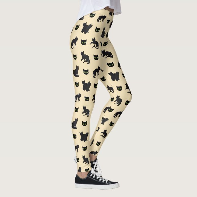Schwarze Katze Ästhetik Süßes Gothic Muster Leggings (Rechts)