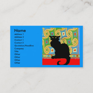 Schwarze Katze auf Abstrakt Visitenkarte