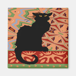 Schwarze Katze auf Abstraktem Hintergrund Magnet