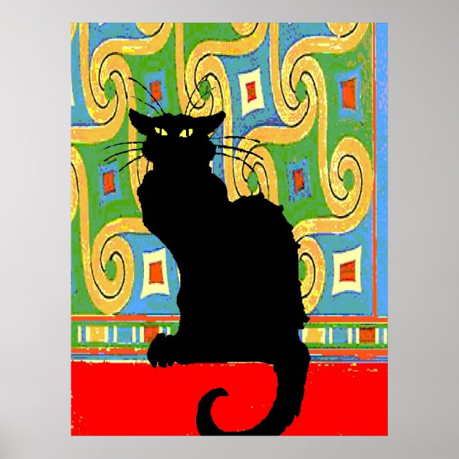 Schwarze Katze auf Abstraktem Hintergrund Poster (Vorne)