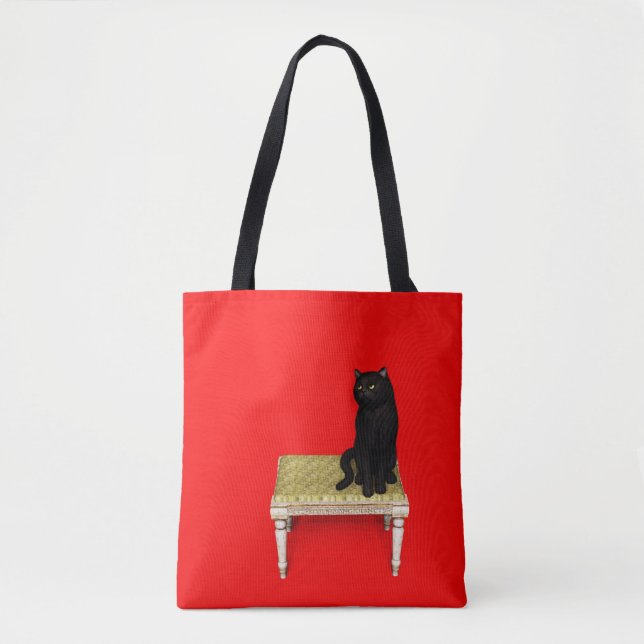 Schwarze Katze auf dem Hocker (Vorderseite)