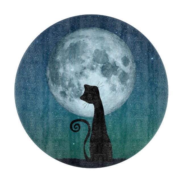 Schwarze Katze auf der Moonlight Cutting Board Schneidebrett (Vorderseite)