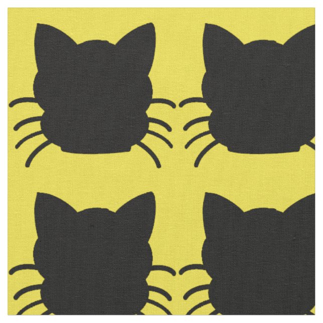 Schwarze Katze auf gelbem Hintergrund-Gewebe Stoff (Nahaufnahme)