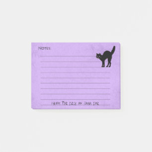 Schwarze Katze auf Lila Halloween-Notizblock: Post-it Klebezettel