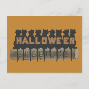 Schwarze Katze auf Log-Schatten Postkarte