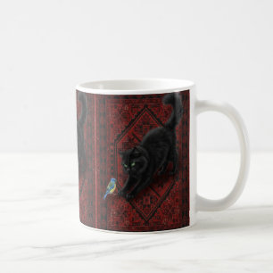 Schwarze Katze auf marokkanischem Teppich Kaffeetasse