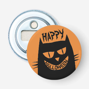 Schwarze Katze auf Orange Flaschenöffner