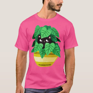 Schwarze Katze auf Planter T-Shirt
