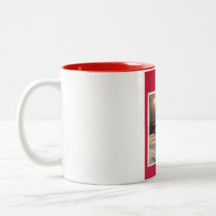 Schwarze Katze auf Rotbecher Zweifarbige Tasse