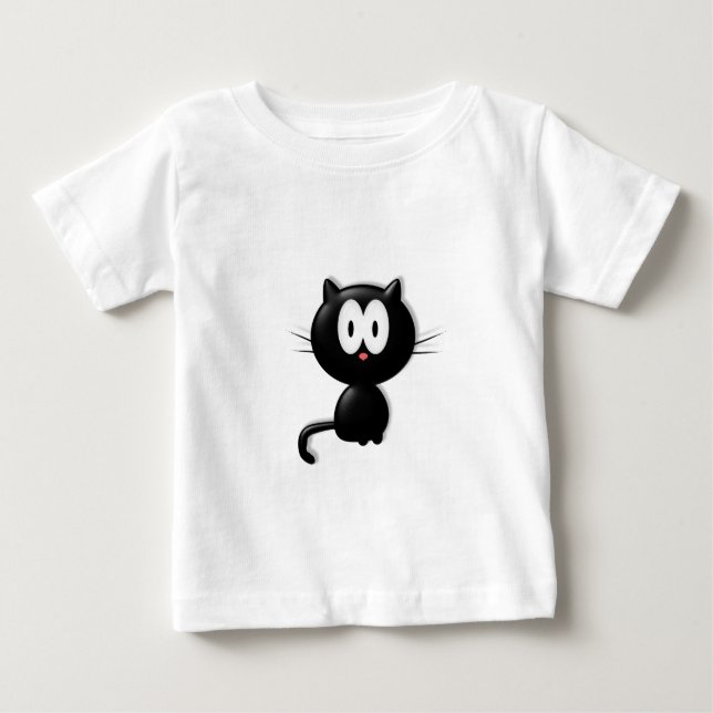 Schwarze Katze auf weißem Hintergrund Baby T-shirt (Vorderseite)