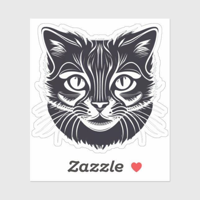 Schwarze Katze Aufkleber (Blatt)