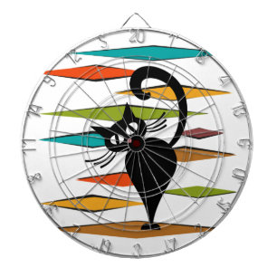 Schwarze Katze aus der Mitte des Jahrhunderts Dartscheibe