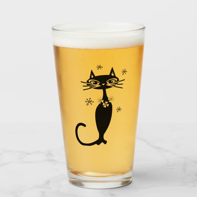 Schwarze Katze aus der Mitte des Jahrhunderts Glas (Vorne (Gefüllt))