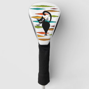 Schwarze Katze aus der Mitte des Jahrhunderts Golf Headcover